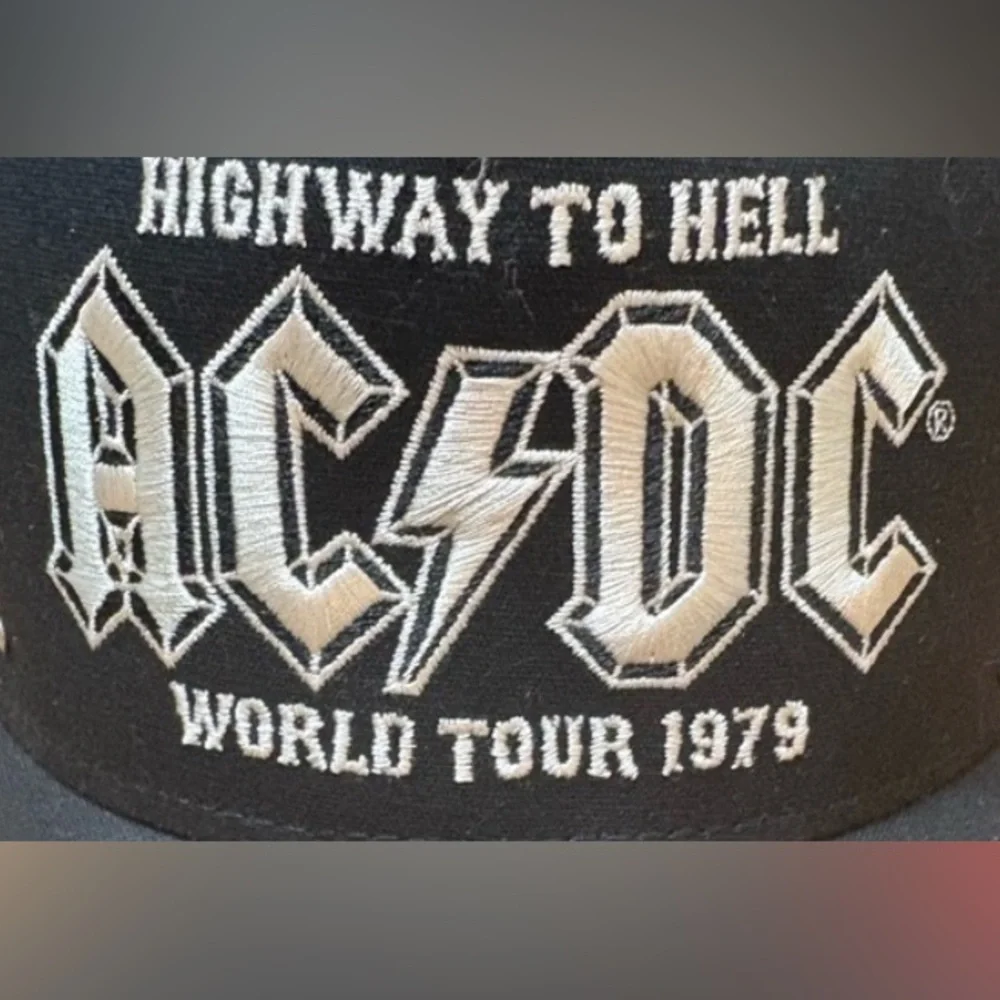 Urban Outfitters Studded Black ACDC Highway to Hell Baseball Trucker Hat NWT